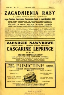 Zagadnienia Rasy z Punktu Widzenia Zdrowia Społecznego 1926 R.8 t.3 nr 10