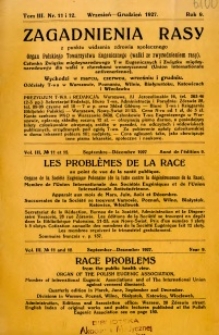 Zagadnienia Rasy z Punktu Widzenia Zdrowia Społecznego 1927 R.9 t.3 nr 11-12