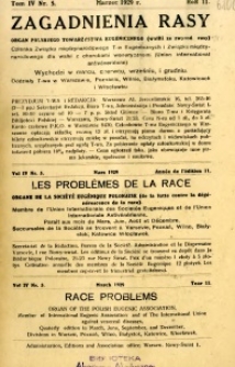 Zagadnienia Rasy z Punktu Widzenia Zdrowia Społecznego 1929 R.11 t.4 nr 5