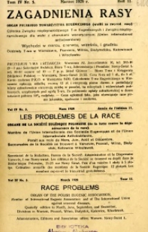 Zagadnienia Rasy z Punktu Widzenia Zdrowia Społecznego 1929 R.11 t.4 nr 5