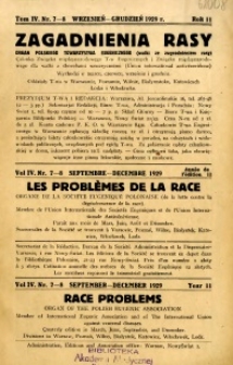 Zagadnienia Rasy z Punktu Widzenia Zdrowia Społecznego 1929 R.11 t.4 nr 7-8