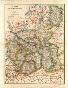 Mapa Królestwa Polskiego z oznaczeniami dróg żelaznych, bitych i zwyczajnych