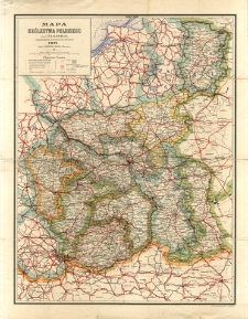Mapa Królestwa Polskiego z oznaczeniami dróg żelaznych, bitych i zwyczajnych