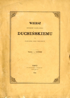 Wiersz poświęcony Kijowianinowi Duchińskiemu na pamiątkę jego prelekcii