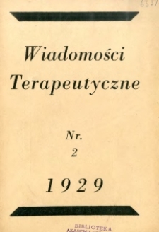 Wiadomości Terapeutyczne 1929 R.1 nr 2