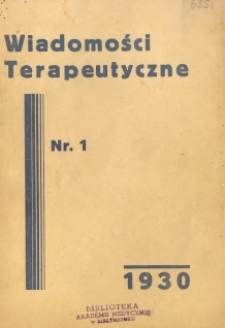 Wiadomości Terapeutyczne 1930 R.2 nr 1