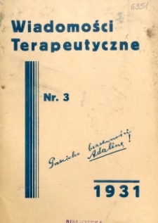 Wiadomości Terapeutyczne 1931 R.3 nr 3