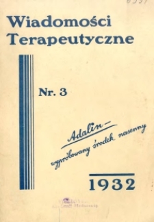 Wiadomości Terapeutyczne 1932 R.4 nr 3
