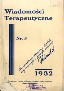 Wiadomości Terapeutyczne 1932 R.4 nr 5