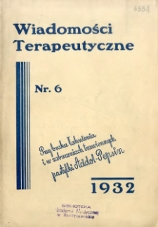 Wiadomości Terapeutyczne 1932 R.4 nr 6