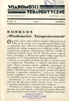 Wiadomości Terapeutyczne 1933 R.5 nr 1