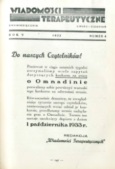 Wiadomości Terapeutyczne 1933 R.5 nr 4