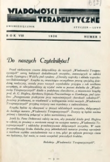 Wiadomości Terapeutyczne 1936 R.7 nr 1