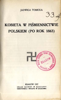 Kobieta w piśmiennictwie polskim (po rok 1863)
