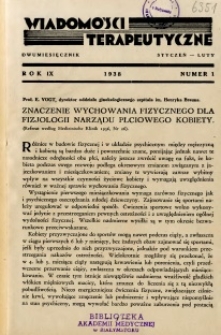 Wiadomości Terapeutyczne 1938 R.9 nr 1