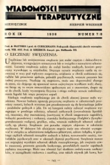Wiadomości Terapeutyczne 1938 R.9 nr 7-8