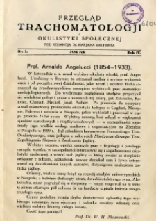 Przegląd Trachomatologji i Okulistyki Społecznej 1934 R.4 nr 1