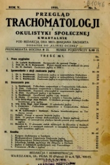 Przegląd Trachomatologji i Okulistyki Społecznej 1935 R.5 nr 1