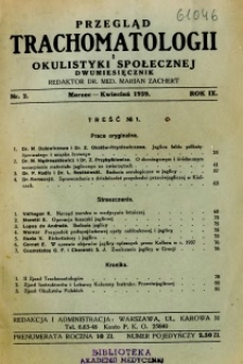 Przegląd Trachomatologii i Okulistyki Społecznej 1939 R.9 nr 2