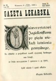 Gazeta Lekarska 1900 R.35, t.20, nr 22