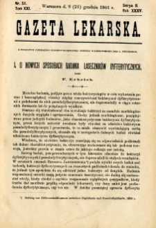Gazeta Lekarska 1901 R.36, t.21, nr 51