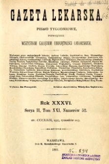 Gazeta Lekarska 1901 R.36 : spis treści tomu XXI