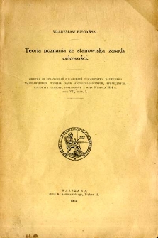 Teoria poznania ze stanowiska zasady celowości