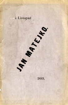 Jan Matejko : 1 listopad 1893