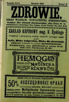 Zdrowie 1910 R.26 zeszyt 8