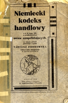 Niemiecki kodeks handlowy z dnia 10. maja 1897, z uwzględnieniem ustaw uzupełniających
