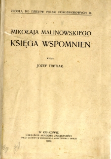 Mikołaja Malinowskiego księga wspomnień