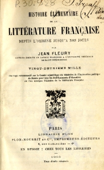 Histoire élémentaire de la littérature francaise