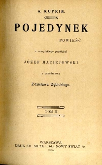 Pojedynek : powieść. T. 2