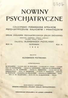 Nowiny Psychjatryczne 1929 R.6 nr 1-2