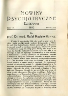 Nowiny Psychjatryczne 1930 R.7 nr 1-2