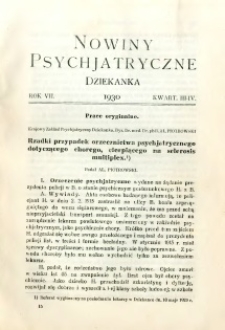 Nowiny Psychjatryczne 1930 R.7 nr 3-4