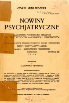 Nowiny Psychjatryczne 1934 R.11 nr 1-2