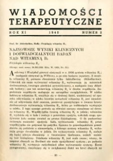 Wiadomości Terapeutyczne 1940 R.11 nr 2