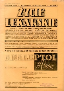 Życie Lekarskie 1939 R.13 nr 7