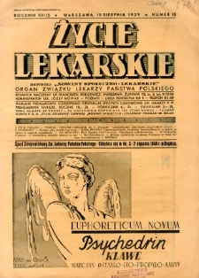Życie Lekarskie 1939 R.13 nr 15