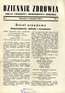Dziennik Zdrowia 1945 R.1 nr 7
