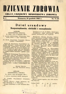 Dziennik Zdrowia 1945 R.1 nr 9-10