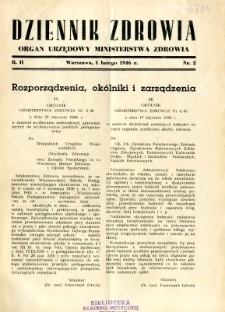 Dziennik Zdrowia 1946 R.2 nr 2