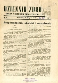 Dziennik Zdrowia 1946 R.2 nr 15