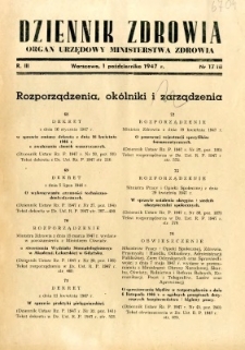 Dziennik Zdrowia 1947 R.3 nr 17-18