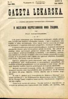 Gazeta Lekarska 1902 R.37, t.22, nr 1