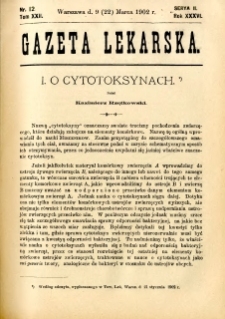 Gazeta Lekarska 1902 R.37, t.22, nr 12