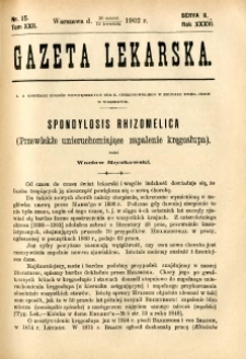 Gazeta Lekarska 1902 R.37, t.22, nr 15