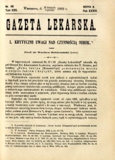 Gazeta Lekarska 1902 R.37, t.22, nr 49