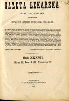 Gazeta Lekarska 1902 R.37 : spis treści tomu XXII